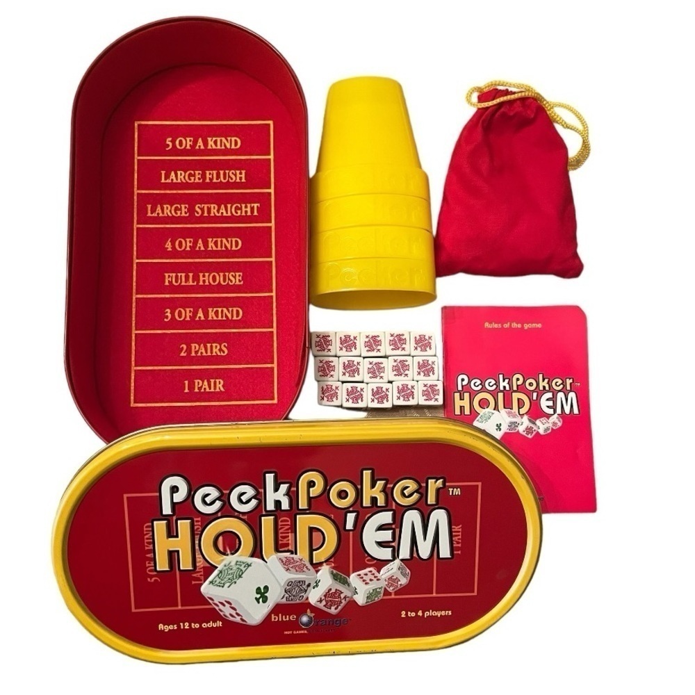Peek Poker Hold ‘em Dice Game | Fast-Paced Family Party Game | Complete Set